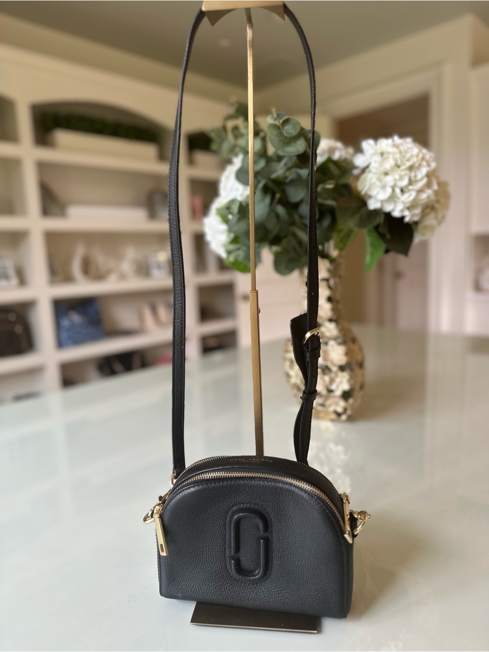 Marc Jacobs Black Leather Small Crossbody with Gold Hardware